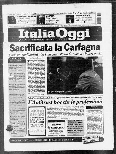 Italia oggi : quotidiano di economia finanza e politica